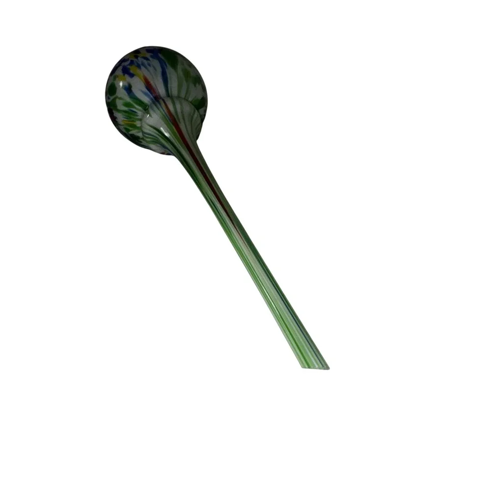 Murano‎ Art Glass Bud Vase Confetti End of Day Long Neck Green White Multi Color